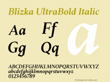 Blizka UltraBold Italic Version 1.000 | FøM Fix图片样张