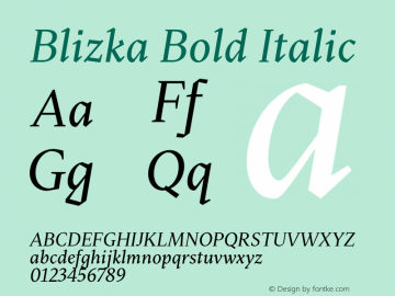 Blizka Bold Italic Version 1.000;hotconv 1.0.109;makeotfexe 2.5.65596图片样张