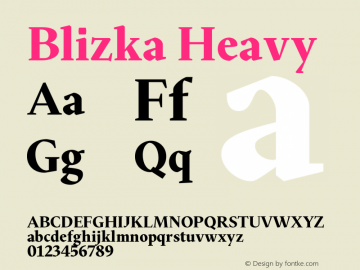 Blizka Heavy Version 1.000;hotconv 1.0.109;makeotfexe 2.5.65596图片样张