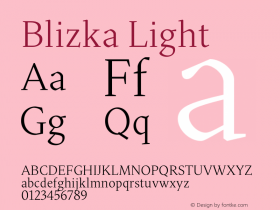 Blizka Light Version 1.000;hotconv 1.0.109;makeotfexe 2.5.65596图片样张