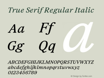 True Serif Regular Italic Version 1.000 | web-ttf图片样张