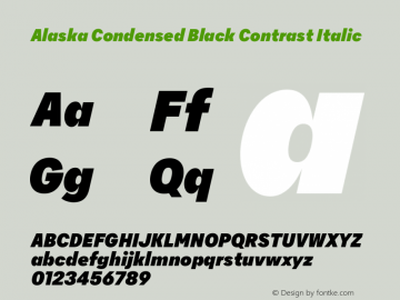 Alaska Condensed Black Contrast Italic Version 3.000 | web-ttf图片样张