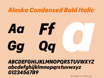 Alaska Condensed Bold Italic Version 3.000 | web-ttf图片样张