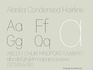 Alaska Condensed Hairline Version 3.000 | web-ttf图片样张