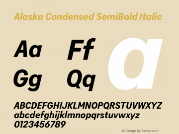 Alaska Condensed SemiBold Italic Version 3.000 | web-ttf图片样张