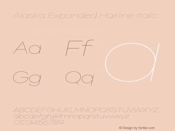 Alaska Expanded Hairline Italic Version 3.000 | web-ttf图片样张