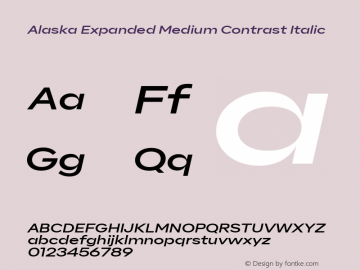 Alaska Expanded Medium Contrast Italic Version 3.000 | web-ttf图片样张