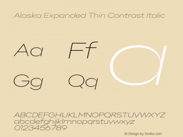 Alaska Expanded Thin Contrast Italic Version 3.000 | web-ttf图片样张