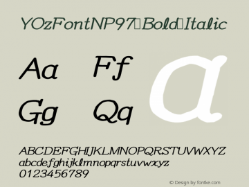 YOzFontNP97 Bold Italic Version 12.03 Font Sample