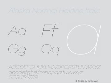 Alaska Normal Hairline Italic Version 3.000 | web-ttf图片样张