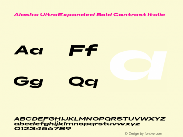 Alaska UltraExpanded Bold Contrast Italic Version 3.000 | web-ttf图片样张