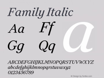 Family Italic Version 1.001;hotconv 1.1.0;makeotfexe 2.6.0图片样张
