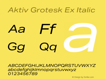 Aktiv Grotesk Ex Italic Version 4.000图片样张