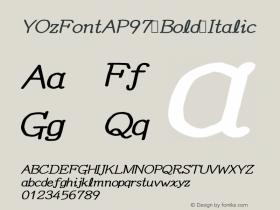 YOzFontAP97 Bold Italic Version 12.12 Font Sample