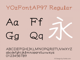 YOzFontAP97 Regular Version 12.12 Font Sample