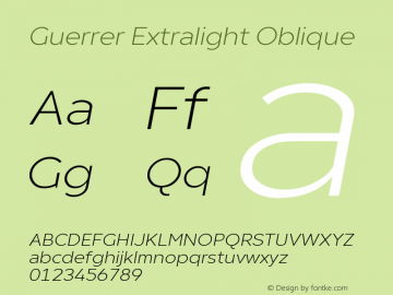 Guerrer Extralight Oblique Version 1.10;March 14, 2020;FontCreator 11.5.0.2430 64-bit图片样张