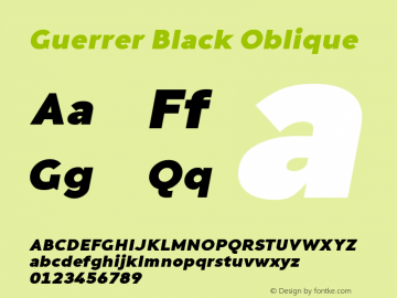 Guerrer Black Oblique Version 1.10;March 14, 2020;FontCreator 11.5.0.2430 64-bit图片样张