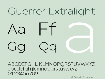 Guerrer Extralight Version 1.10;March 14, 2020;FontCreator 11.5.0.2430 64-bit图片样张