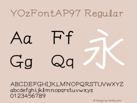 YOzFontAP97 Regular Version 12.12 Font Sample