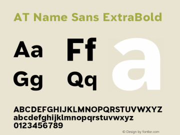 AT Name Sans ExtraBold Version 0.8, Build 0.910 | web-ttf图片样张