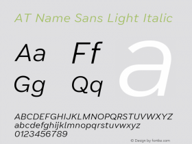 AT Name Sans Light Italic Version 0.8, Build 0.910 | web-ttf图片样张