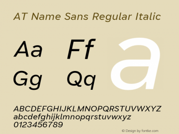 AT Name Sans Regular Italic Version 0.8, Build 0.910 | web-ttf图片样张