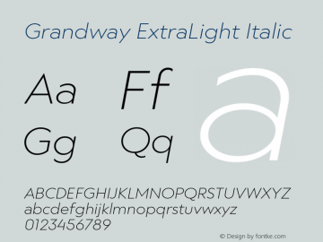 Grandway ExtraLight Italic Version 1.000 | web-ttf图片样张