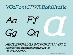 YOzFontCP97 Bold Italic Version 12.03 Font Sample