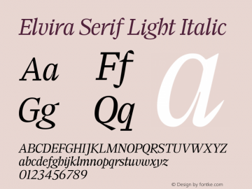 Elvira Serif Light Italic Version 1.000图片样张