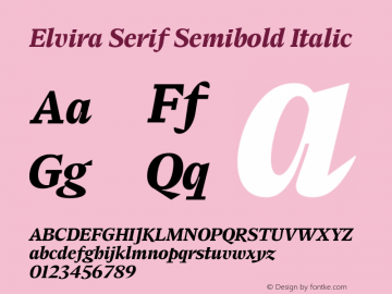 Elvira Serif Semibold Italic Version 1.000图片样张