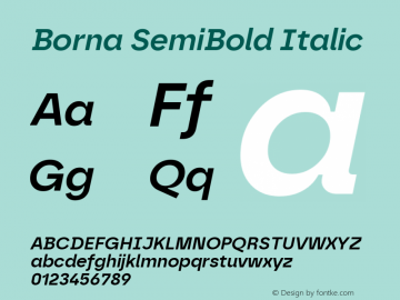 Borna SemiBold Italic Version 1.000 | web-ttf图片样张