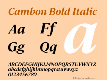 Cambon Bold Italic Version 2.001 | web-ttf图片样张