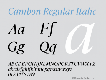 Cambon Regular Italic Version 2.001 | web-ttf图片样张