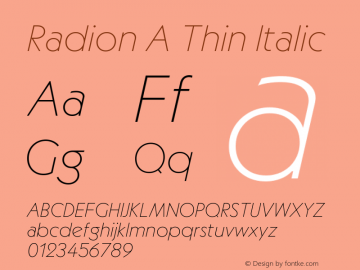 Radion A Thin Italic Version 2.000 | web-ttf图片样张