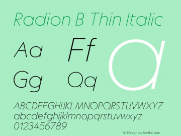 Radion B Thin Italic Version 2.000 | web-ttf图片样张