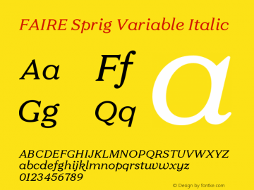 FAIRE Sprig Variable Italic Version 1.000图片样张