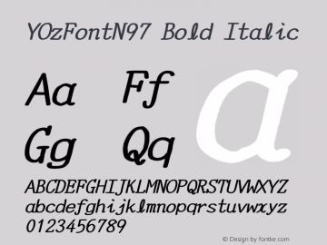 YOzFontN97 Bold Italic Version 12.03 Font Sample