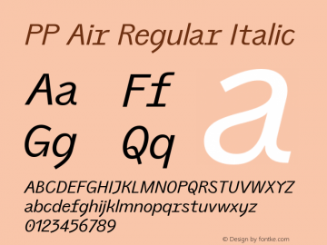 PP Air Regular Italic Version 1.000 BETA (2023-01-23) | web-ttf图片样张