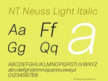 NT Neuss Light Italic Version 1.003图片样张