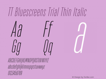 TT Bluescreens Trial Thin Italic Version 3.000.14112022图片样张