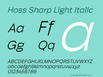 Hoss Sharp Light Italic Version 1.003;hotconv 1.0.109;makeotfexe 2.5.65596图片样张