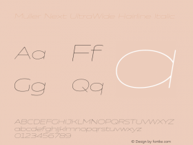 Muller Next UltraWide Hairline Italic Version 2.001图片样张