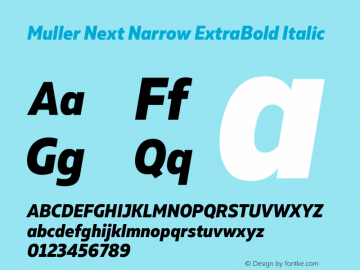 Muller Next Narrow ExtraBold Italic Version 2.000图片样张