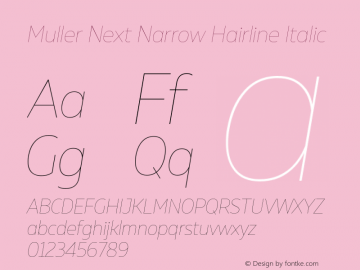 Muller Next Narrow Hairline Italic Version 2.000图片样张