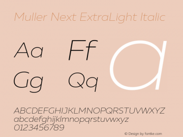 Muller Next ExtraLight Italic Version 2.000图片样张