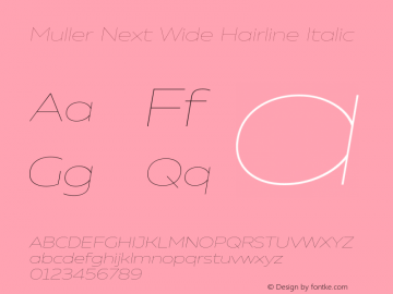 Muller Next Wide Hairline Italic Version 2.000图片样张