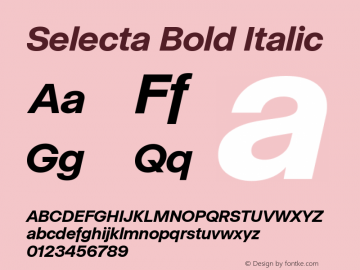 Selecta Bold Italic Version 1.001; ttfautohint (v1.8)图片样张