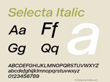 Selecta Italic Version 1.001; ttfautohint (v1.8)图片样张