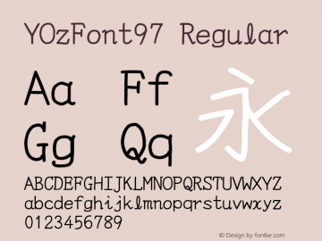 YOzFont97 Regular Version 12.12 Font Sample