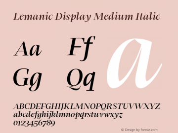 Lemanic Display Medium Italic Version 1.000 | web-ttf图片样张
